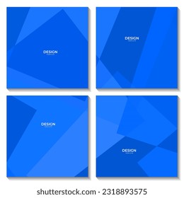 set of abstract modern geometric blue background