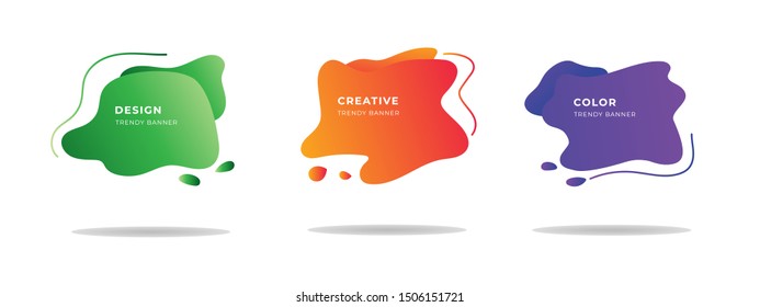 Set of abstract modern geometric graphic element banners. Dynamical colored forms and line with flowing liquid shapes. Template for the design of a logo, flyer or presentation - vector illustration