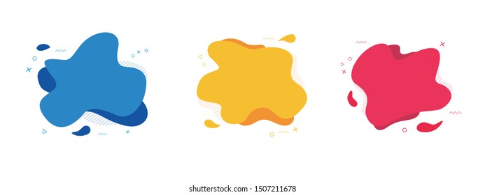 Set of abstract modern geometric graphic element banners. Dynamical colored forms and line with flowing liquid shapes. Template for the design of a logo, flyer or presentation - vector illustration