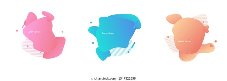 Set of abstract modern geometric graphic element banners. Dynamical colored forms and line with flowing liquid shapes. Template for the design of a logo, flyer or presentation - vector illustration