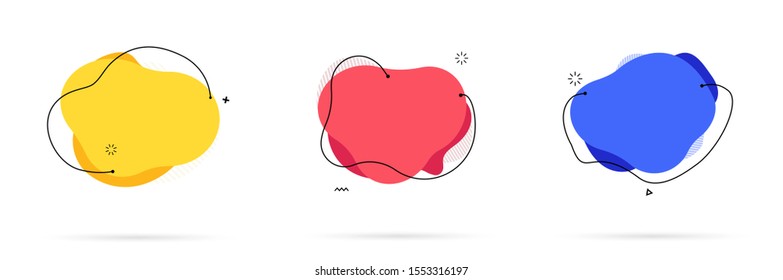 Set of abstract modern geometric graphic element banners. Dynamical colored forms and line with flowing liquid shapes. Template for the design of a logo, flyer or presentation - vector illustration