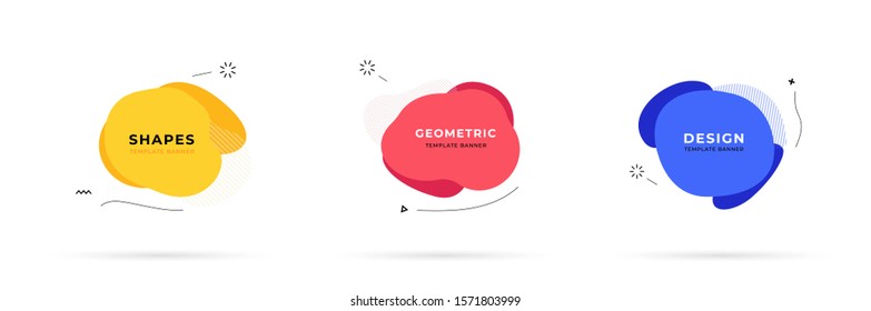 Set of abstract modern geometric graphic element banners. Dynamical colored forms and line with flowing liquid shapes. Template for the design of a logo, flyer or presentation - vector illustration