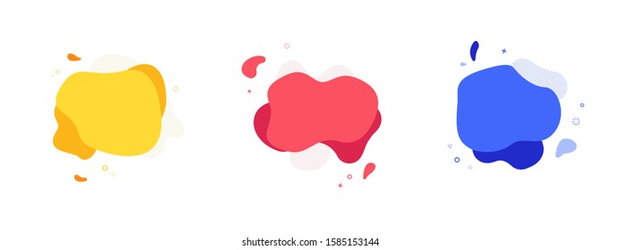 Set of abstract modern geometric graphic element banners. Dynamical colored forms and line with flowing liquid shapes. Template for the design of a logo, flyer or presentation - vector illustration