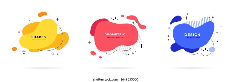 Set of abstract modern geometric graphic element banners. Dynamical colored forms and line with flowing liquid shapes. Template for the design of a logo, flyer or presentation - vector illustration