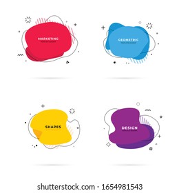 Set von abstrakten, modernen geometrischen Bannern für grafische Elemente. Dynamische Formen und Linie mit fließenden flüssigen Formen. Muster für die Gestaltung eines Logos, Flyers oder einer Präsentation - Vektorillustration
