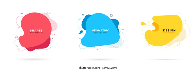 Set of abstract modern geometric graphic element banners. Dynamical colored forms and line with flowing liquid shapes. Template for the design of a logo, flyer or presentation - vector illustration