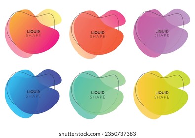 Set of abstract modern geometric graphic element banners, Dynamical colored with flowing liquid shapes. vector illustration