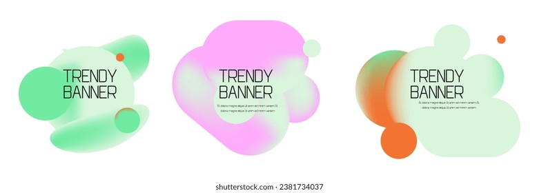 Set of abstract modern geometric graphic element banners. Dynamical colored forms with flowing liquid shapes. Template for the design of a logo, flyer or presentation.