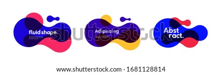 Set of abstract modern geometric graphic element banners. Trendy fluid shape for promo. Template for logo design. Vector composition.
