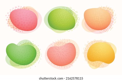 Set of abstract modern geometric shapes banners. Fluid pastel colors gradient dynamic elements. Creative graphic design frames.