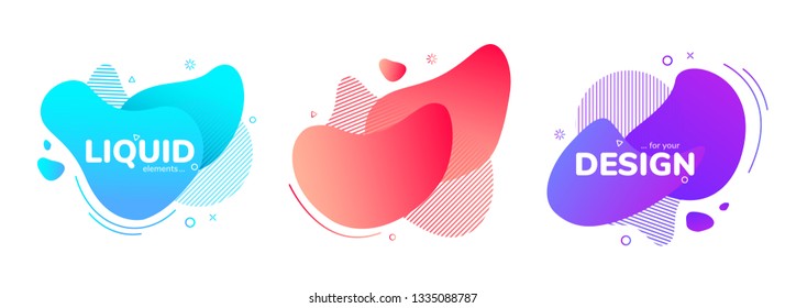 Set of abstract modern graphic banners. Gradients fluid shape. Dynamic liquid form with bright colors and place for your text. Geometric template logo, flyer or presentation design.Vector illustration