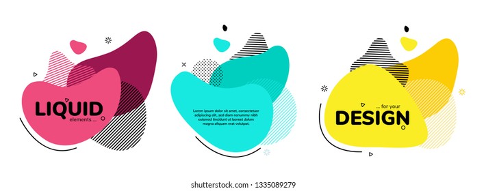 Set of abstract modern graphic banners. Gradients fluid shape. Dynamic liquid form with bright colors and place for your text. Geometric template logo, flyer or presentation design.Vector illustration