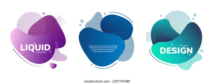Set of abstract modern graphic banners. Gradients fluid shape. Dynamic liquid form with bright colors and place for your text. Geometric template logo, flyer or presentation design.Vector illustration