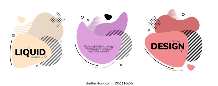 Set of abstract modern graphic banners. Gradients fluid shape. Dynamic liquid form with bright colors and place for your text. Geometric template logo, flyer or presentation design.Vector illustration