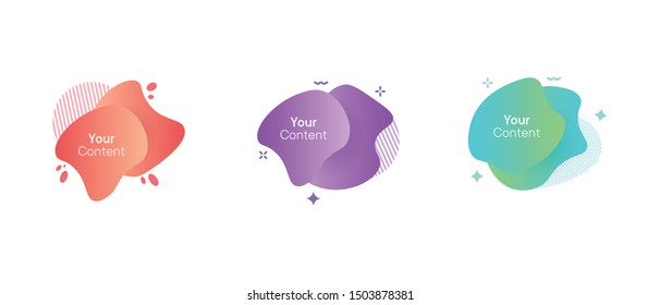 Set of abstract modern graphic banners. Liquid shape colorful elements. Fluid background with Gradient. Template for your design, logo, flyer or presentation