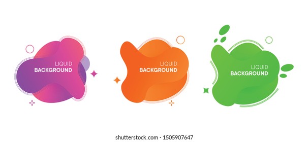 Set of abstract modern graphic banners. Liquid shape colorful elements. Fluid background with Gradient. Template for your design, logo, flyer or presentation