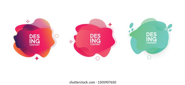 Set of abstract modern graphic banners. Liquid shape colorful elements. Fluid background with Gradient. Template for your design, logo, flyer or presentation