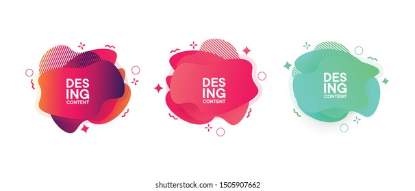 Set of abstract modern graphic banners. Liquid shape colorful elements. Fluid background with Gradient. Template for your design, logo, flyer or presentation