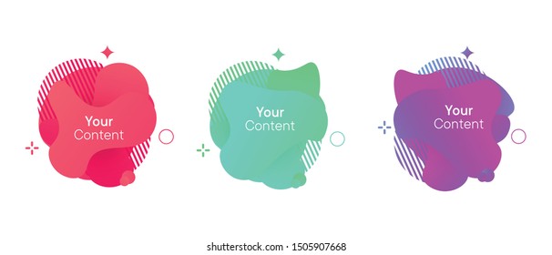 Set of abstract modern graphic banners. Liquid shape colorful elements. Fluid background with Gradient. Template for your design, logo, flyer or presentation
