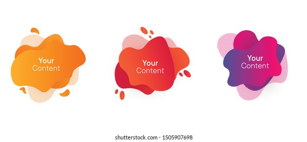 Set of abstract modern graphic banners. Liquid shape colorful elements. Fluid background with Gradient. Template for your design, logo, flyer or presentation