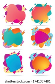 Set of abstract modern graphic banners elements. Gradient abstract geometric shapes banners with flowing liquid shapes. Template ready for use design in logo, flyer or presentation. Vector.