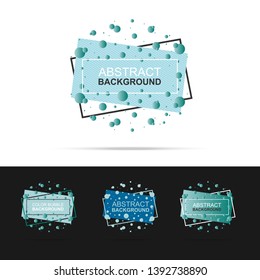 Set of abstract modern graphic design element. Dynamic gradient form and line pattern. Blue color banner with liquid bubble shape on white background. Vector template for flyer, poster presentation.