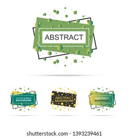 Set of abstract modern graphic design element. Dynamic gradient form and line pattern. green color banner with liquid bubble shape on white background. Vector template for flyer, poster presentation.