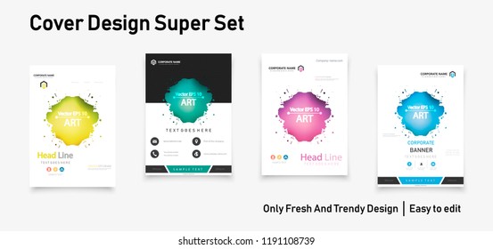 Set of abstract modern graphic elements. Dynamical colored forms and line. Gradient abstract banners with flowing liquid shapes. Template for the design of a logo, flyer or presentation. Vector.