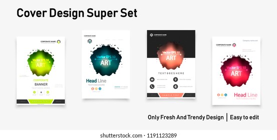 Set of abstract modern graphic elements. Dynamical colored forms and line. Gradient abstract banners with flowing liquid shapes. Template for the design of a logo, flyer or presentation. Vector.