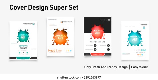Set of abstract modern graphic elements. Dynamical colored forms and line. Gradient abstract banners with flowing liquid shapes. Template for the design of a logo, flyer or presentation. Vector.
