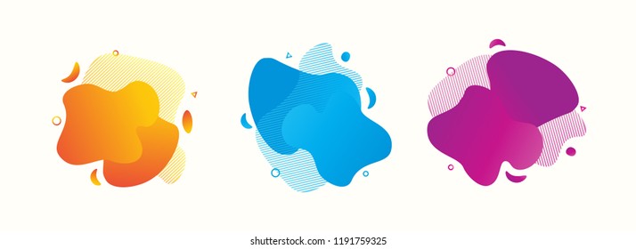 Set of abstract modern graphic elements. Gradient abstract banners with flowing liquid shapes. Dynamical colored forms and line. Template for the design of a logo, flyer or presentation