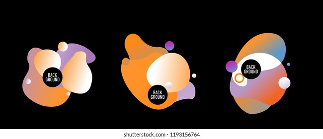 Set of abstract modern graphic elements. Dynamical colored forms and line. Gradient abstract banners with flowing liquid shapes. Template for the design of a logo, flyer or presentation. Vector.