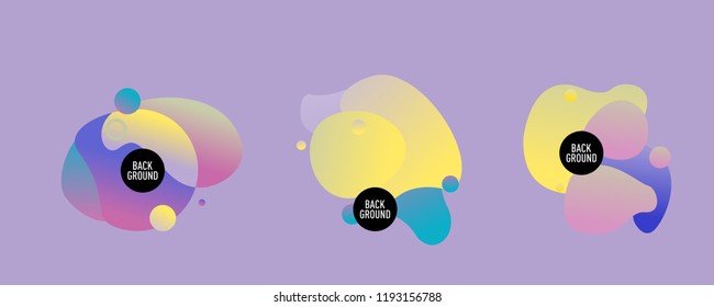 Set of abstract modern graphic elements. Dynamical colored forms and line. Gradient abstract banners with flowing liquid shapes. Template for the design of a logo, flyer or presentation. Vector.