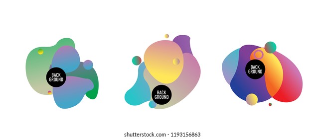 Set of abstract modern graphic elements. Dynamical colored forms and line. Gradient abstract banners with flowing liquid shapes. Template for the design of a logo, flyer or presentation. Vector.