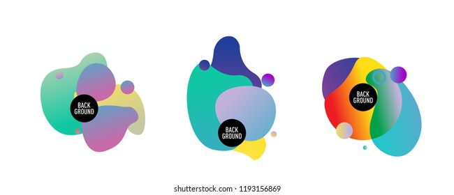 Set of abstract modern graphic elements. Dynamical colored forms and line. Gradient abstract banners with flowing liquid shapes. Template for the design of a logo, flyer or presentation. Vector.