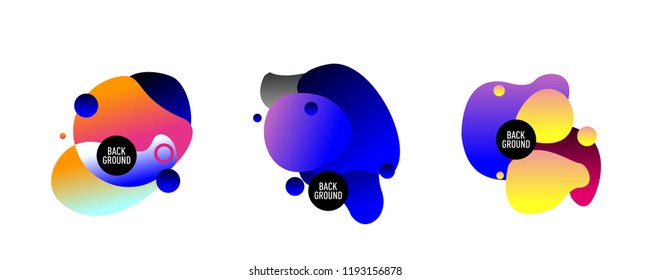 Set of abstract modern graphic elements. Dynamical colored forms and line. Gradient abstract banners with flowing liquid shapes. Template for the design of a logo, flyer or presentation. Vector.