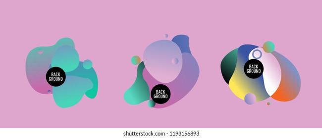 Set of abstract modern graphic elements. Dynamical colored forms and line. Gradient abstract banners with flowing liquid shapes. Template for the design of a logo, flyer or presentation. Vector.