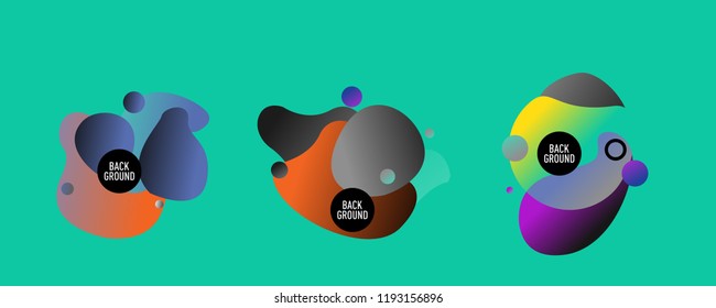 Set of abstract modern graphic elements. Dynamical colored forms and line. Gradient abstract banners with flowing liquid shapes. Template for the design of a logo, flyer or presentation. Vector.