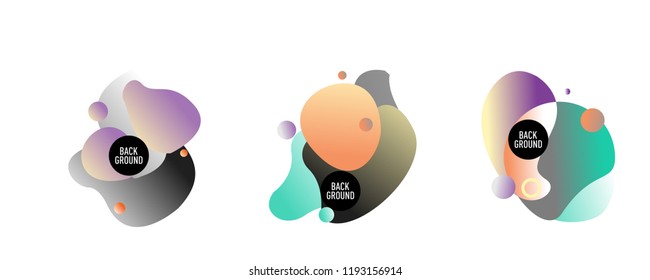 Set of abstract modern graphic elements. Dynamical colored forms and line. Gradient abstract banners with flowing liquid shapes. Template for the design of a logo, flyer or presentation. Vector.