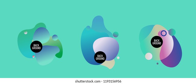 Set of abstract modern graphic elements. Dynamical colored forms and line. Gradient abstract banners with flowing liquid shapes. Template for the design of a logo, flyer or presentation. Vector.