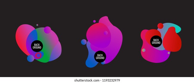 Set of abstract modern graphic elements. Dynamical colored forms and line. Gradient abstract banners with flowing liquid shapes. Template for the design of a logo, flyer or presentation. Vector.