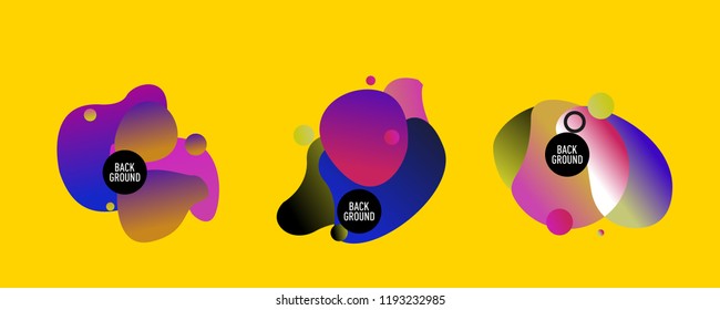 Set of abstract modern graphic elements. Dynamical colored forms and line. Gradient abstract banners with flowing liquid shapes. Template for the design of a logo, flyer or presentation. Vector.