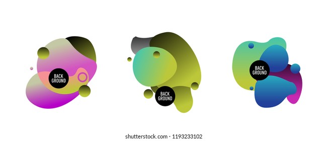 Set of abstract modern graphic elements. Dynamical colored forms and line. Gradient abstract banners with flowing liquid shapes. Template for the design of a logo, flyer or presentation. Vector.