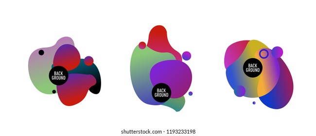 Set of abstract modern graphic elements. Dynamical colored forms and line. Gradient abstract banners with flowing liquid shapes. Template for the design of a logo, flyer or presentation. Vector.