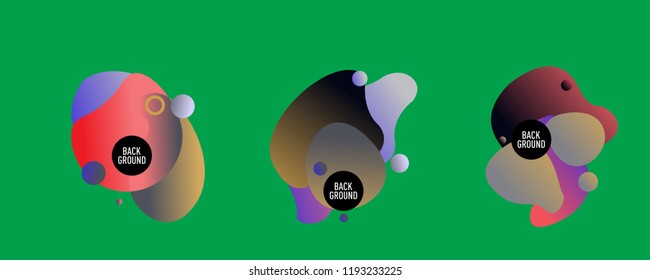 Set of abstract modern graphic elements. Dynamical colored forms and line. Gradient abstract banners with flowing liquid shapes. Template for the design of a logo, flyer or presentation. Vector.