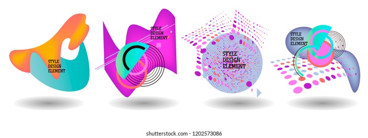 Set of abstract modern graphic elements. Dynamical colored forms and line. Gradient abstract banners with flowing liquid shapes. Template for the design of a logo, flyer or presentation. Vector.