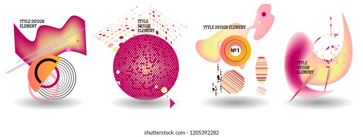 Set of abstract modern graphic elements. Dynamical colored forms and line. Gradient abstract banners with flowing liquid shapes. Template for the design of a logo, flyer or presentation. Vector.