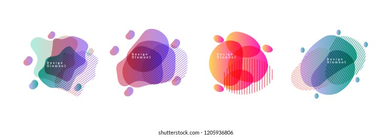 Set of abstract modern graphic elements. Dynamical colored forms and line. Gradient abstract banners with flowing liquid shapes. Template for the design of a logo, flyer or presentation. Vector.