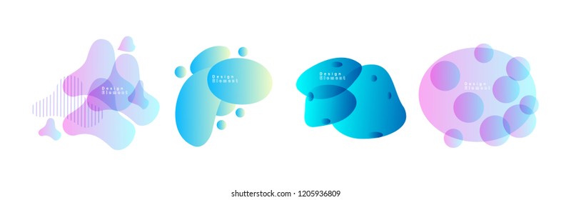 Set of abstract modern graphic elements. Dynamical colored forms and line. Gradient abstract banners with flowing liquid shapes. Template for the design of a logo, flyer or presentation. Vector.