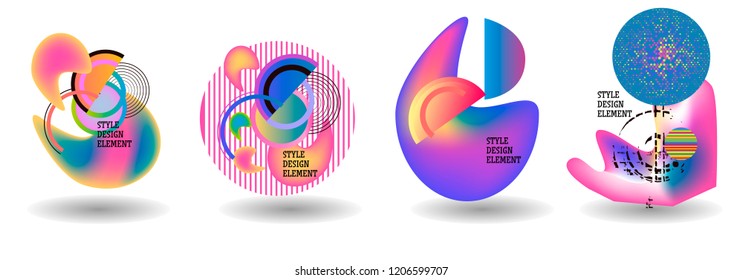Set of abstract modern graphic elements. Dynamical colored forms and line. Gradient abstract banners with flowing liquid shapes. Template for the design of a logo, flyer or presentation. Vector.